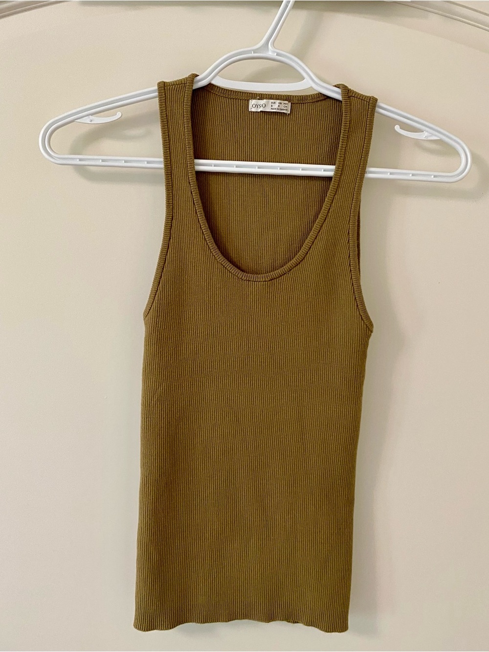 Oysho Olive Ribbed Tank Top size Small- Sleeveless Women’s Top